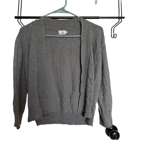Cielo Women’s Cardigan Knit Sweater‎ Long Sleeve Open  Front Size L Grey Neutral - Picture 1 of 5